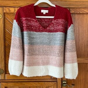 Knox Rose striped V-neck sweater - size Small